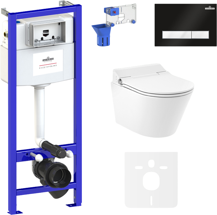 Комплект Lavinia Boho Унитаз подвесной Smart V-Clean 335901RS с микролифтом + Инсталляция RelFix 38010010 + Кнопка RelFix 38050601 + Дозатор RelFix 38040010