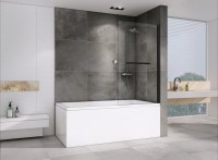 Шторка на ванну Abber Immer Offen AG70080B 80x140, профиль черный, стекло прозрачное