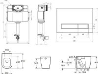 Комплект Lavinia Boho Унитаз приставной Bell Pro 33014040 + Крышка-сиденье Bell Pro 33290100 с микролифтом + Бачок скрытого монтажа RelFix 38020010 + Кнопка RelFix 38050702 + Дозатор RelFix 38040010