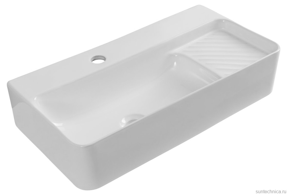 Накладная раковина Aquanet Comfort 326050 60 глянцевая белая, прямоугольная, искусственный камень, со столешницей, с 1 отверстием под смеситель