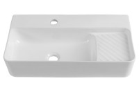 Накладная раковина Aquanet Comfort 326050 60 глянцевая белая, прямоугольная, искусственный камень, со столешницей, с 1 отверстием под смеситель