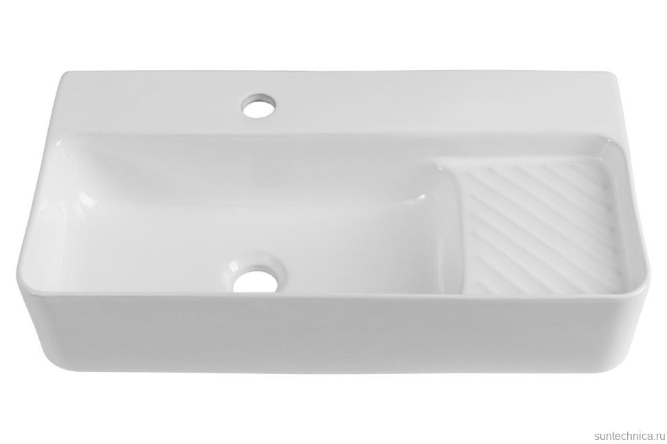 Накладная раковина Aquanet Comfort 326050 60 глянцевая белая, прямоугольная, искусственный камень, со столешницей, с 1 отверстием под смеситель