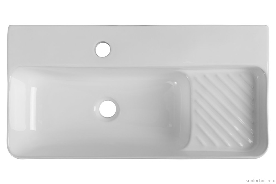 Накладная раковина Aquanet Comfort 326050 60 глянцевая белая, прямоугольная, искусственный камень, со столешницей, с 1 отверстием под смеситель