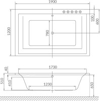 Акриловая ванна Excellent Crown Lux WAEX.CRO19.LINE 190x120 см, пристенная, с гидромассажем, белая, с каркасом, для двоих, со сливом-переливом
