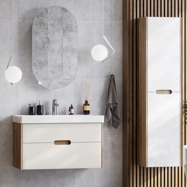 Мебель для ванной комнаты AQUATON Оливия 90 бежевый/дуб велл