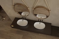 Накладная раковина Abber Stein AS2636 56 матовая белая, овальная, искусственный камень