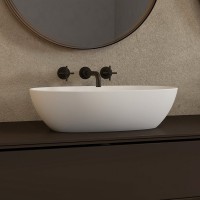 Накладная раковина Abber Stein AS2636 56 матовая белая, овальная, искусственный камень