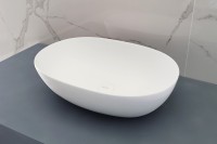Накладная раковина Abber Stein AS2636 56 матовая белая, овальная, искусственный камень