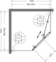 Душевой уголок Cezares Relax RELAX-304-P-1-100-C-GM 100x100, профиль оружейная сталь