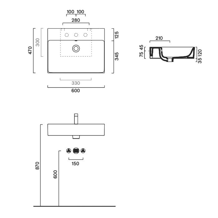 Раковина подвесная Catalano Premium 0220600001 60х47 глянцевая белая, прямоугольная