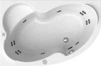 Акриловая ванна Radomir Vannesa Massage Ирма 2-76-2-1-9-216 баланс, L 150x95 см, угловая, левая, пристенная, с гидромассажем, белая, асимметричная, с каркасом, с экраном, с сиденьем, со сливом-переливом