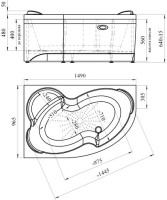 Акриловая ванна Radomir Vannesa Massage Ирма 2-76-2-1-9-216 баланс, L 150x95 см, угловая, левая, пристенная, с гидромассажем, белая, асимметричная, с каркасом, с экраном, с сиденьем, со сливом-переливом