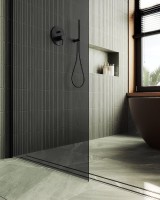 Душевая перегородка Maybahglass MGD-693-6ш 89 см, профиль черный, стекло графит