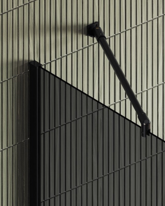 Душевая перегородка Maybahglass MGD-693-6ш 89 см, профиль черный, стекло графит