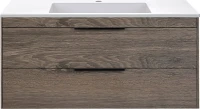 Тумба с раковиной Vincea Chiara 2D 100, 2 ящика, темный дуб, с белой раковиной