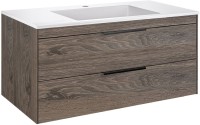 Тумба с раковиной Vincea Chiara 2D 100, 2 ящика, темный дуб, с белой раковиной