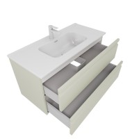 Тумба с раковиной AQUATEK Вега 100 подвесная, 2 ящика, шалфей зеленый