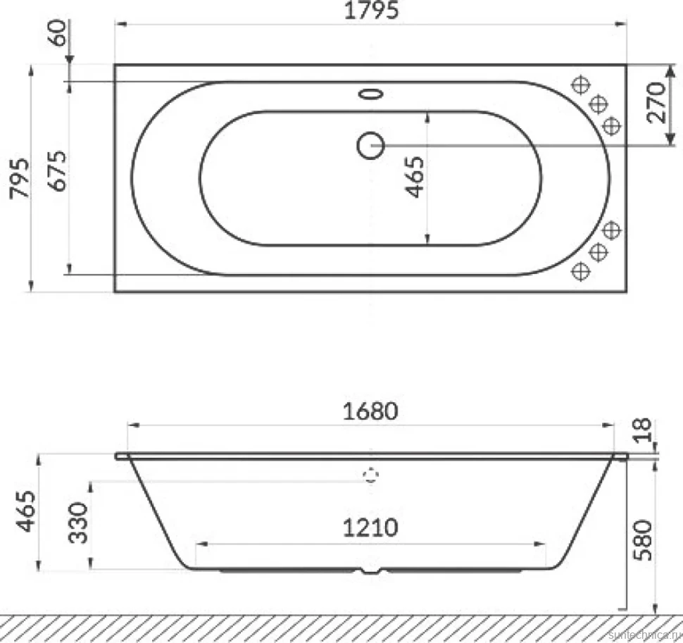 Акриловая ванна Excellent Oceana Slim WAEX.OCE18S.SOFT 180x80 см, встраиваемая, с гидромассажем, белая, с каркасом, со сливом-переливом