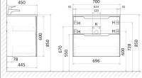 Тумба с раковиной Raval Wector 70, подвесная, белая