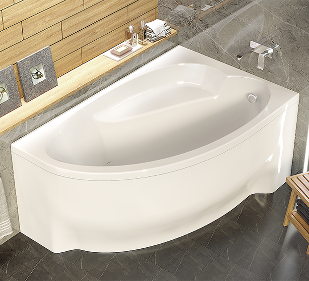 Акриловая ванна Alex Baitler Nero R 150x95 см, угловая, правая, встраиваемая, белая, асимметричная, с экраном