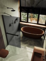 Душевая перегородка Maybahglass MGD-736-6ш 89 см, профиль черный, стекло графит матовое