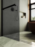 Душевая перегородка Maybahglass MGD-736-6ш 89 см, профиль черный, стекло графит матовое