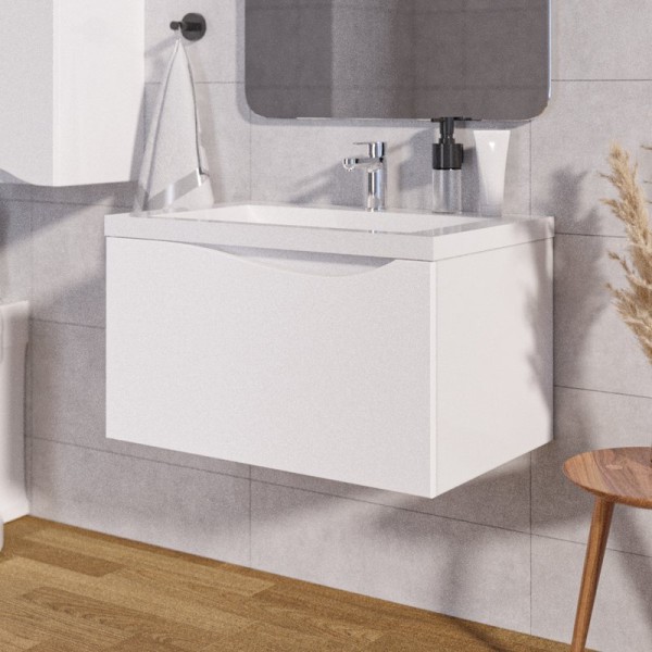 Тумба с раковиной 1MarKa Этюд 75П белый глянец