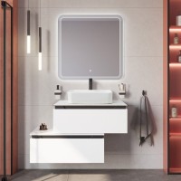 Мебель для ванной комнаты Cezares Slider 80 подвесная, 2 ящика, со столешницей, bianco opaco