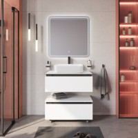 Мебель для ванной комнаты Cezares Slider 80 подвесная, 2 ящика, со столешницей, bianco opaco