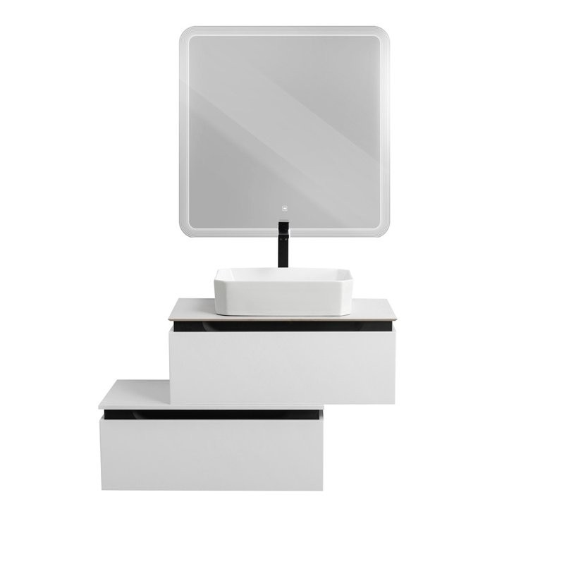 Мебель для ванной комнаты Cezares Slider 80 подвесная, 2 ящика, со столешницей, bianco opaco