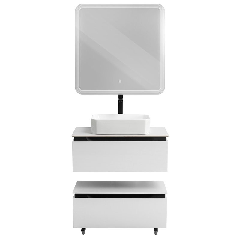 Мебель для ванной комнаты Cezares Slider 80 подвесная, 2 ящика, со столешницей, bianco opaco