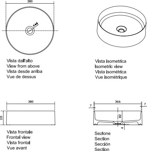 Накладная раковина Galassia SmartB 7405 38 белая, круглая, фаянс