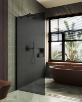 Душевая перегородка Maybahglass MGD-704-6ш 69 см, профиль черный, стекло графит матовое