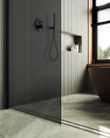 Душевая перегородка Maybahglass MGD-704-6ш 69 см, профиль черный, стекло графит матовое