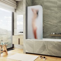 Шторка на ванну Maybahglass MGV-928-ФП014-6 60 см, профиль черный