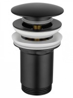 Донный клапан для раковины Wonzon & Woghand WW-88SS09-MB с переливом, матовый черный