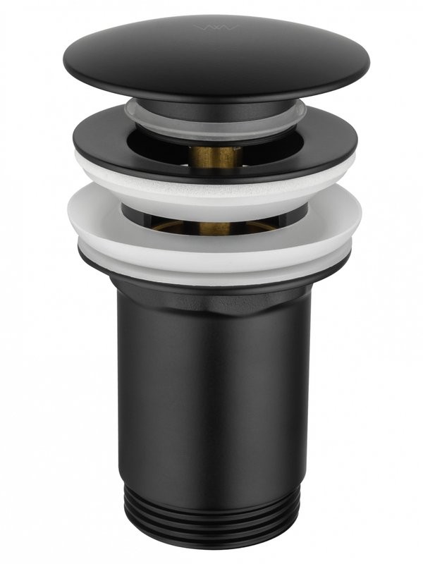 Донный клапан для раковины Wonzon & Woghand WW-88SS09-MB с переливом, матовый черный