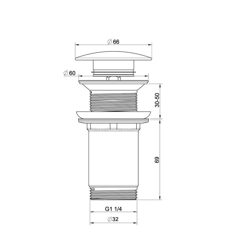 Донный клапан для раковины Wonzon & Woghand WW-88SS09-MB с переливом, матовый черный