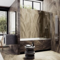 Шторка на ванну Maybahglass MGV-917-4 99 см, профиль хром, стекло бронза матовое