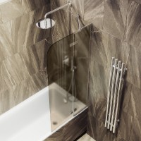 Шторка на ванну Maybahglass MGV-917-4 99 см, профиль хром, стекло бронза матовое