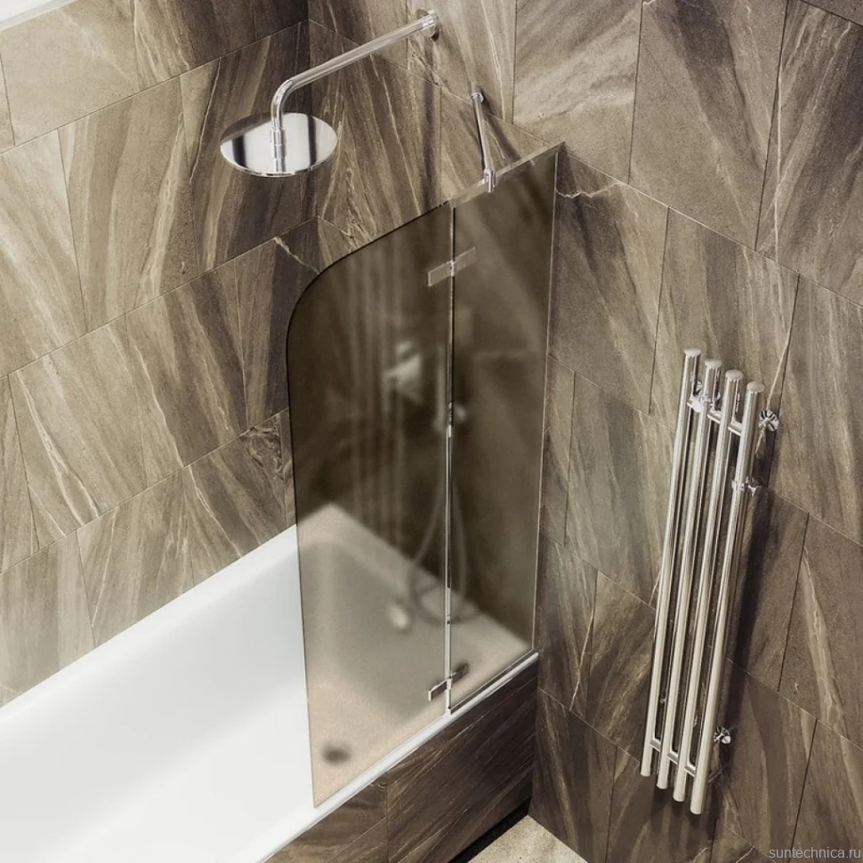 Шторка на ванну Maybahglass MGV-917-4 99 см, профиль хром, стекло бронза матовое