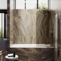 Шторка на ванну Maybahglass MGV-917-4 99 см, профиль хром, стекло бронза матовое