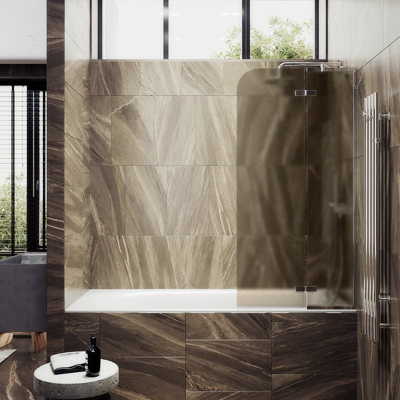 Шторка на ванну Maybahglass MGV-917-4 99 см, профиль хром, стекло бронза матовое