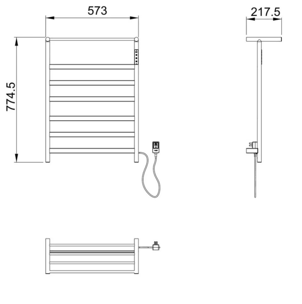 Полотенцесушитель электрический Wonzon & Woghand Essen WW-A403-BR 75x55 см, подключение справа, брашированный никель, лесенка, с полкой