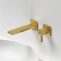 Смеситель для раковины Sancos Linn, брашированное золото, PVD покрытие, SC9021BG