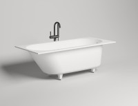 Ванна из искусственного камня Salini Ornella Kit S-Sense 170x70 см, встраиваемая, белая, на ножках, со сливом-переливом