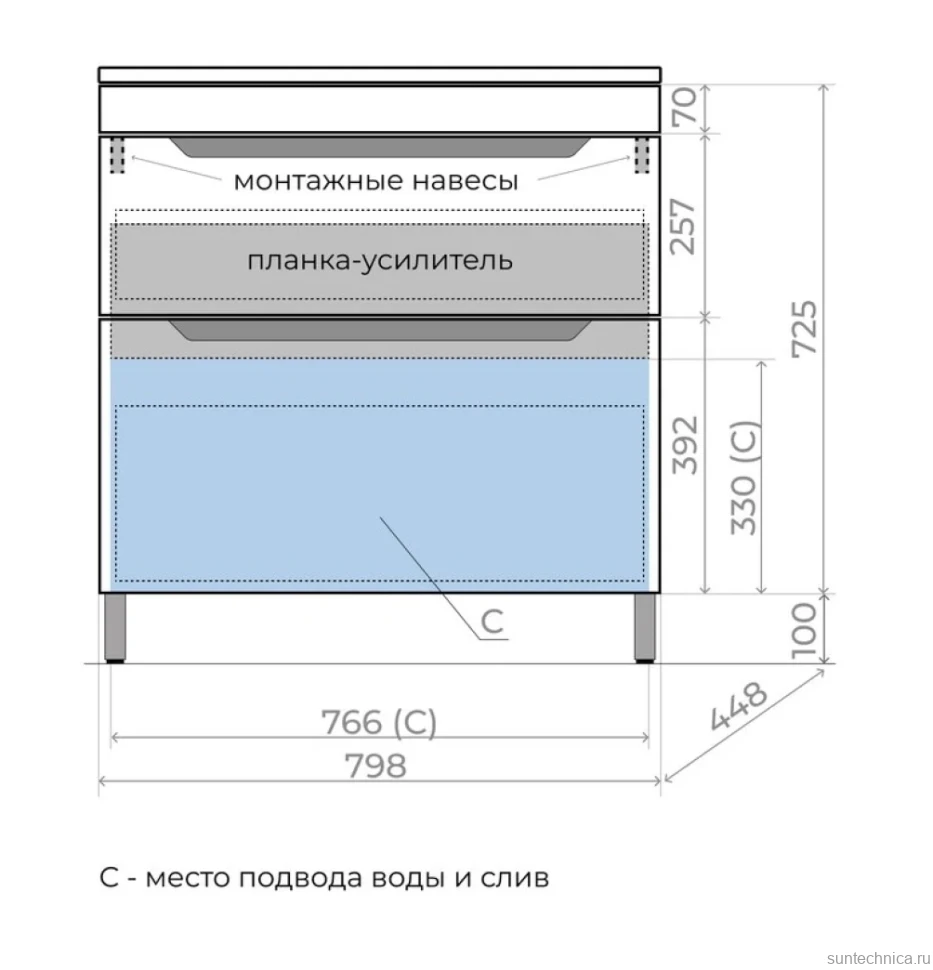 Тумба под раковину без столешницы Style Line Остин 80 напольная, тауп темный эмаль plus