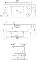 Акриловая ванна Cezares Slim SLIM WALL-180-80-60-W37-SET 180x80 см, пристенная, белая, овальная, с каркасом, с экраном, со сливом-переливом