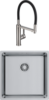 Комплект Мойка Omoikiri TADZAVA 44-U/I-IN ULTRA 15 нержавеющая сталь + Смеситель Swedbe Selene Plus 8640 черный, нержавеющая сталь