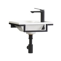 Консоль с раковиной Belux Мини 40 подвесная, цвет консоли черный, сифон круглый, черный